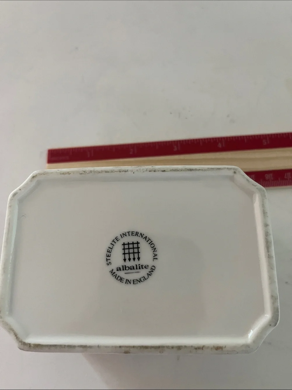 Abate White Ceramic Sweetener Holder with Geometric Accent made in UK
